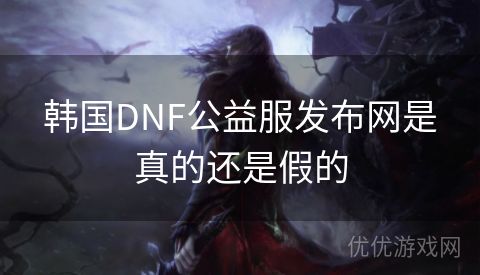 韩国DNF公益服发布网是真的还是假的