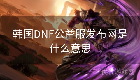 韩国DNF公益服发布网是什么意思