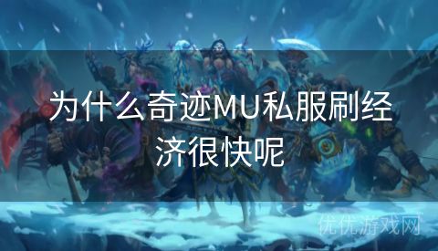 为什么奇迹MU私服刷经济很快呢